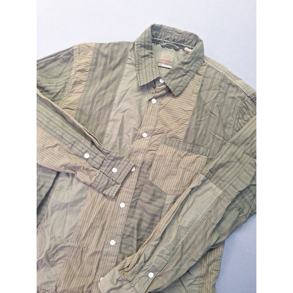 Vintage Triple 5 Soul Essentials Green Patchwork Button-Up Preppy Casual Office